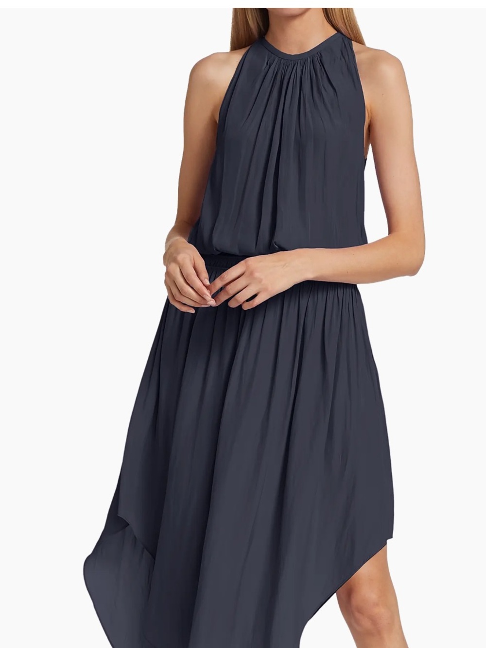 Ramy Brook Sleeveless Halter Midi Dress in Smoke